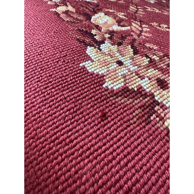 Vintage 1970s Pennsylvania House Solid Cherry Queen Anne Armchair With Custom Floral Needlepoint Seat For Sale In Cleveland - Image 6 of 9