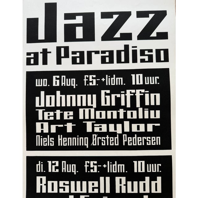 Vintage Screen Print Jazz at Paradiso Poster, Netherlands, August 1975 For Sale - Image 4 of 8