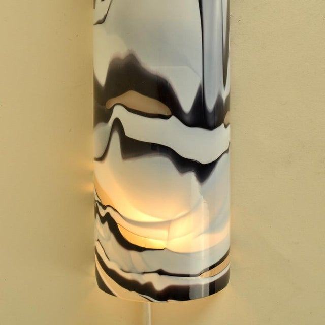 Murano Black and White Glass Wall Lights, Italy, 1970s, Set of 2 For Sale - Image 10 of 13
