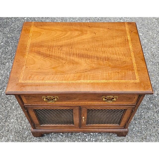 Mid 20th Century Henredon 18th Century Portfolio Satinwood Inlaid Mahogany Side Cabinet For Sale - Image 5 of 11
