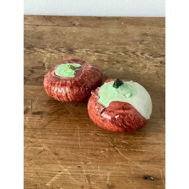 Ceramic Vintage Italian Glazed Ceramic Persimmons - Set of 2 For Sale - Image 7 of 11