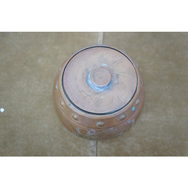 Antique Japanese Dovetailed Copper Dragon Tobacco Tea Snuff Storage Jar Caddy 6" For Sale - Image 4 of 12