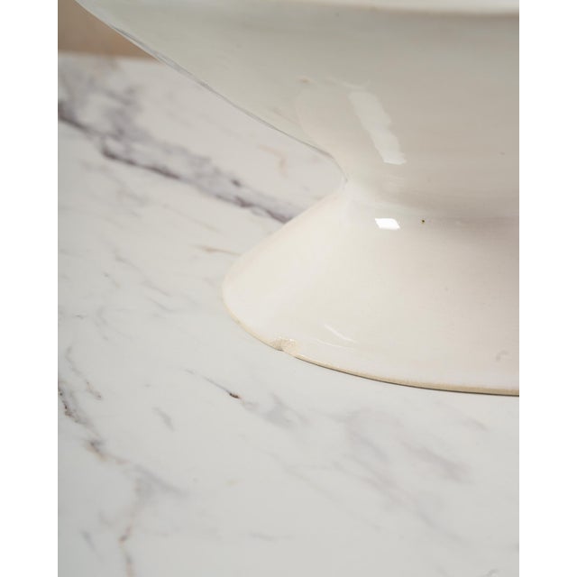Ceramic Medium Handcrafted Ceramic Pedestal Bowl by NPage Studio X Lostine in Salt White For Sale - Image 7 of 9
