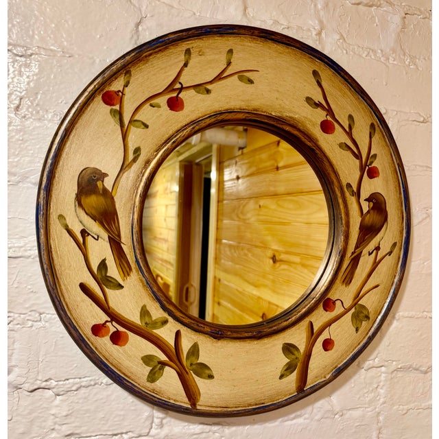 Wood Mid 20th Century Decorative Bird and Berry Wall Mirror For Sale - Image 7 of 12