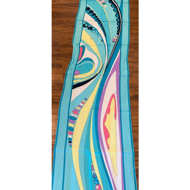 Abstract Emilio Pucci Retro-Print Long Silk Scarf For Sale - Image 3 of 5