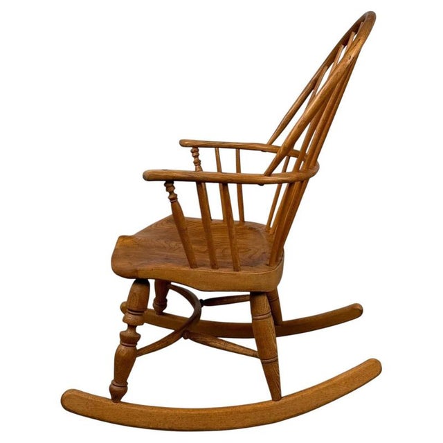 Antique English Ash Spindle-Back Rocking Chair For Sale - Image 9 of 12