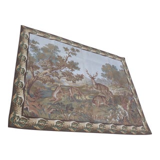 Vintage Panneaux Gobelins Deer Tapestry Paris For Sale