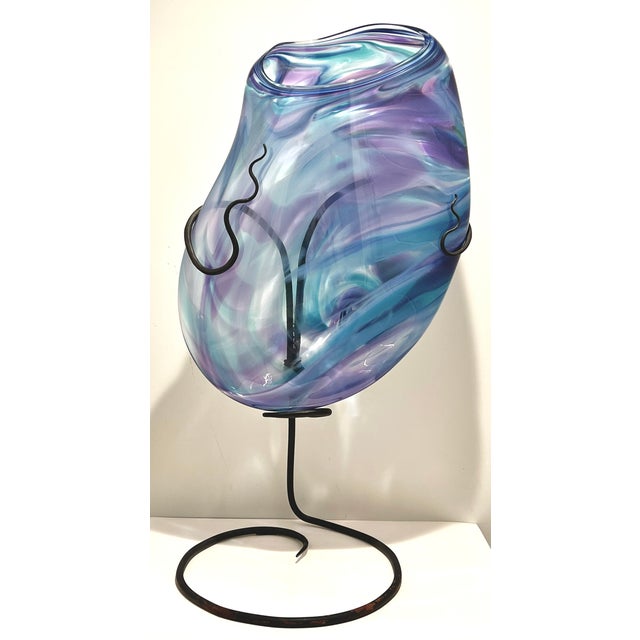 David Lindsey “Signature Series” Large Studio Art Glass Vessel Sculpture, 1998 For Sale - Image 12 of 12