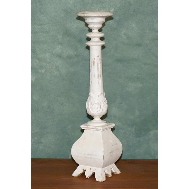 Decorative pair of large carved oak candlesticks, each standing an impressive 64cm tall. Beautifully proportioned with...