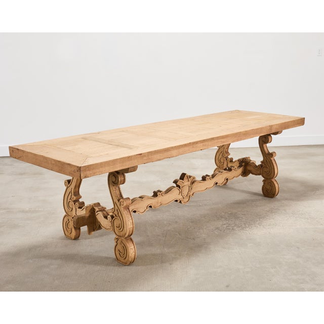 19th C. Spanish Baroque Bleached Oak Farmhouse Dining Table For Sale - Image 14 of 18