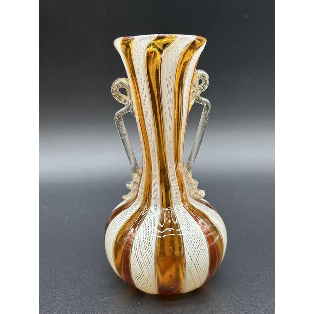 Antique Salviati Filigree Murano Glass Miniature Vases, 1900s, Set of 2 For Sale - Image 3 of 13