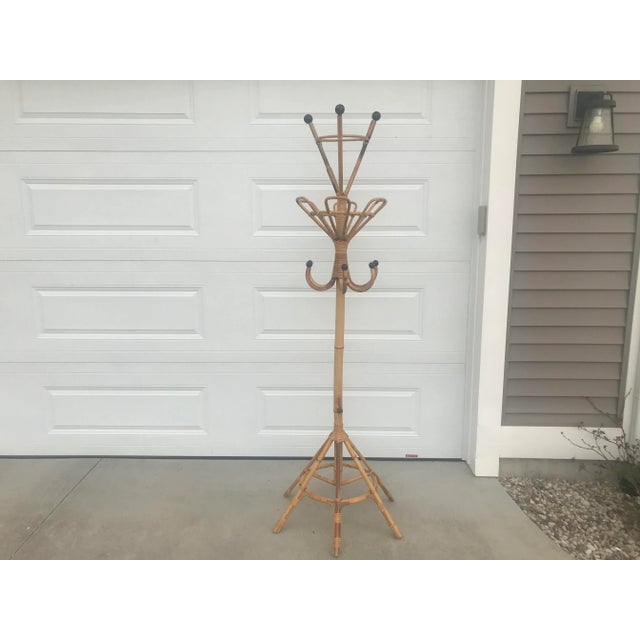 Rare Vintage Mid Century Mod Italian Atomic 1950's Bentwood Bamboo Floor Hat Coat Rack Stand Rare Vintage Find 15 Total...