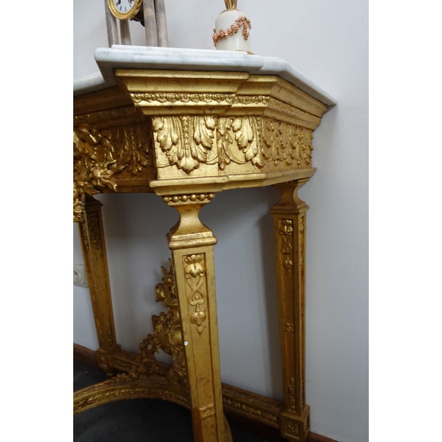 Gold Antique Carved Gilded Wooden Console Table, 1890s For Sale - Image 8 of 18