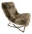 Modern Faux Fur and Leather Chair With an X Shaped Metal Base For Sale