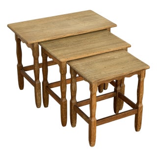 Scandinavian Modern Oak Nesting Tables from Henning Kjærnulf, Denmark, 1960s For Sale