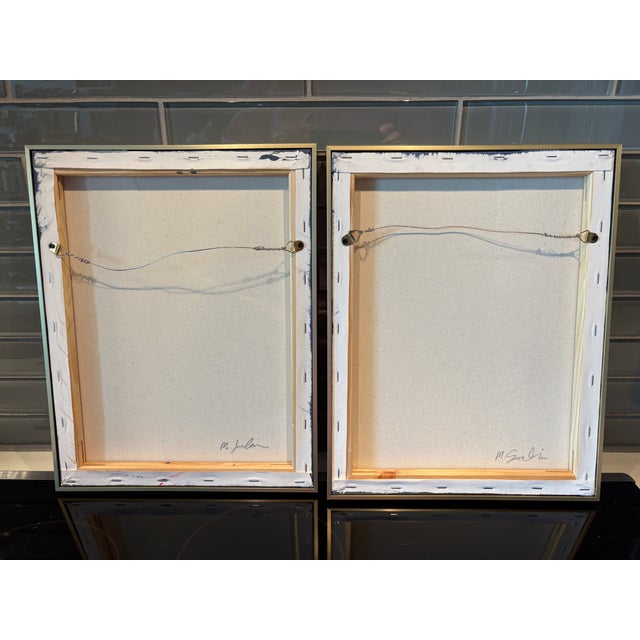 Wood Contemporary Margot Sinclair Framed Abstracts, a Pair For Sale - Image 7 of 8