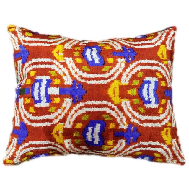 Contemporary Silk Uzbek Ikat Velvet Hand Made Pillow Cushion For Sale - Image 3 of 3