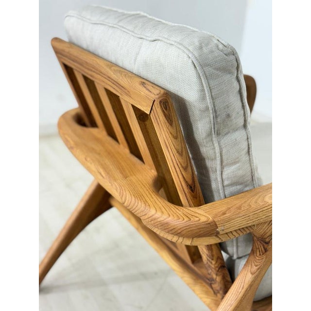 Modern Retro Armchair in Chestnut Wood For Sale - Image 8 of 11