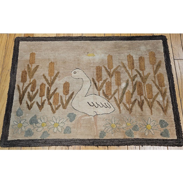 Early 20th Century Early 20th Century Hooked Rug Rug For Sale - Image 5 of 12