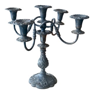Sheffield Antique Rococo Style 5- Light Candelabra For Sale