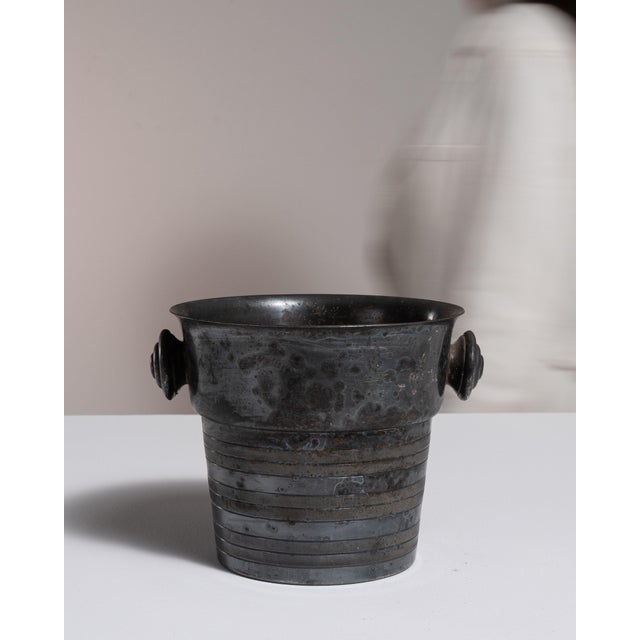 Metal Mid 20th Century France Gray Silver Ice Bucket For Sale - Image 7 of 15