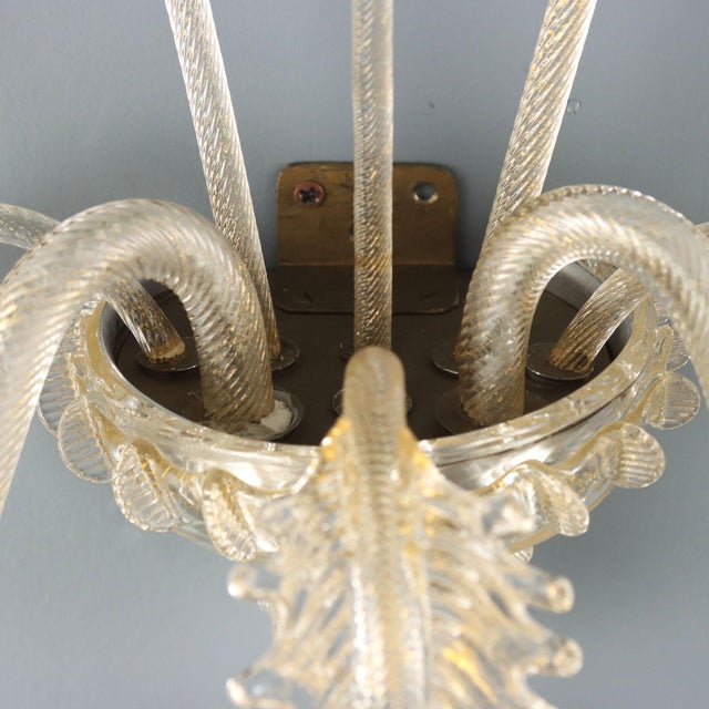 Venetian Blown Glass Wall Lights with Gold Shades, Set of 2 For Sale - Image 9 of 10