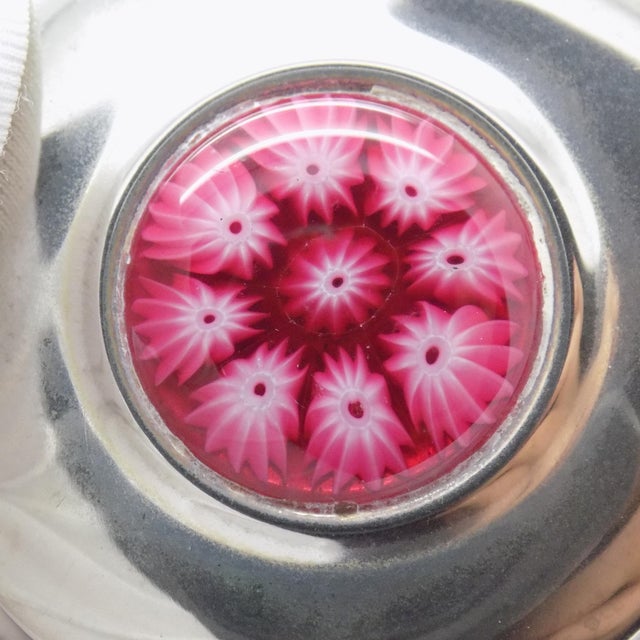 Italian Vintage Italian Handmade Genuine Silver & Murrina Glass Pill Snuff Trinket Decorative Box For Sale - Image 3 of 12