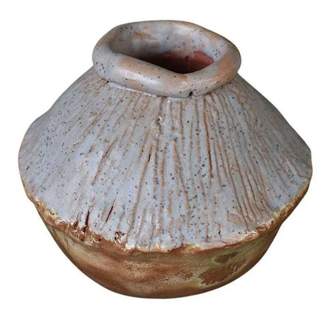 Ceramic Studio Pottery Ceramic Vase or Ink Pot in Lavender and Brown For Sale - Image 7 of 7