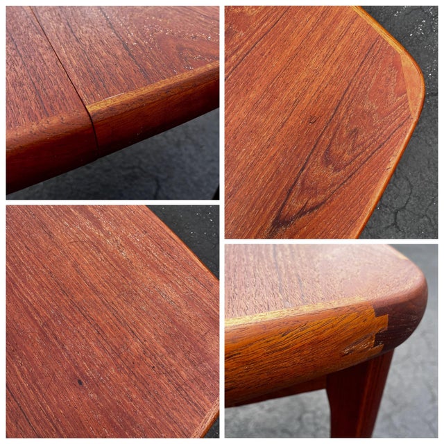 Mid Century Modern Danish Teak Extendable Dining Table With Butterfly Self-Storing Leaf For Sale - Image 10 of 12