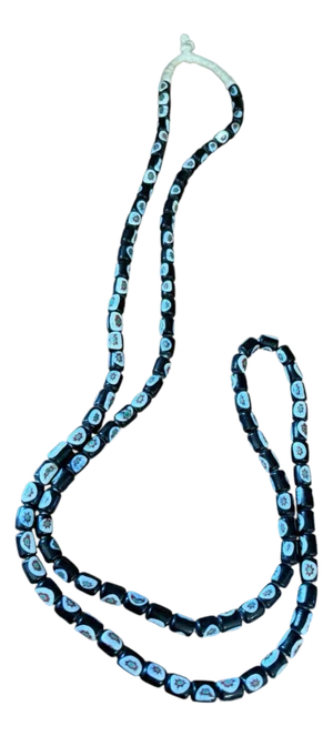 Vintage Venetian Millefiori Black and White African Trade 108 Beads Necklace