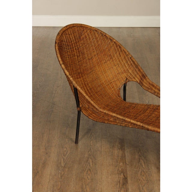 Francis Mair Attributed Mid Century Modern Wicker Lounge Chair For Sale In Philadelphia - Image 6 of 18
