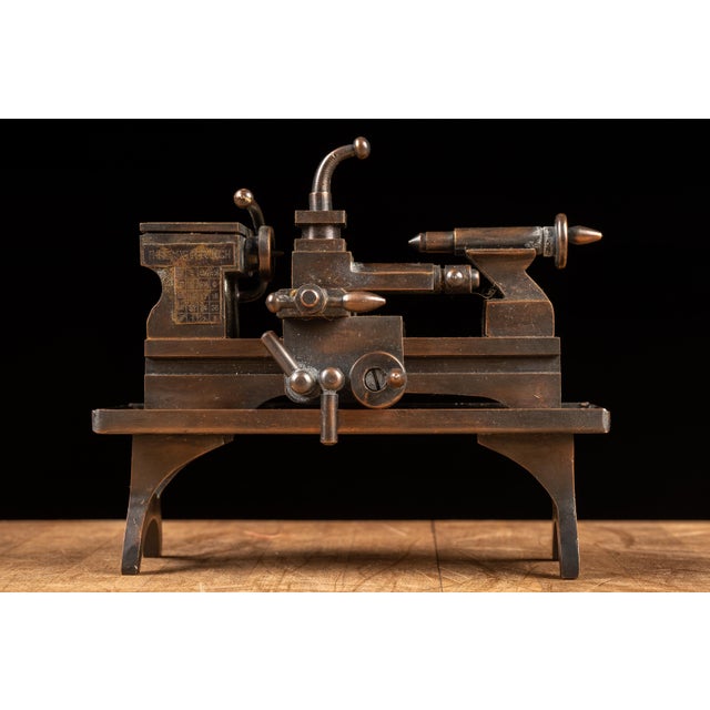 Mid 20th Century Antique Bronze Model Lathe For Sale - Image 5 of 9