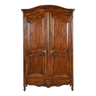 John Widdicomb French Provincial Louis XV Carved Walnut Armoire Dresser, Circa 1960s For Sale