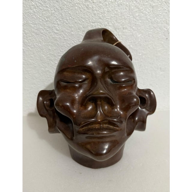 Colin Webster Watson, New Zealand Modernist Abstract Bronze Maori Head Sculpture Colin Webster Watson, 1967 For Sale - Image 12 of 16
