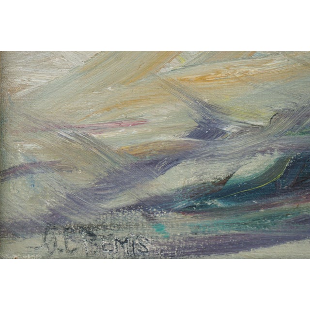 Gorgeous mid century impressionist seascape of Southern California coastal rocks and waves by Georgia Crittenden Bemis...