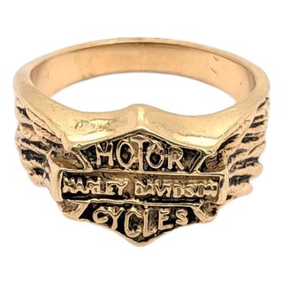 14k Yellow Gold Harley Davidson Mens Ring - Size 11.75 For Sale