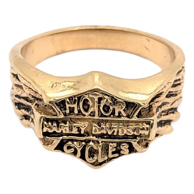 14k Yellow Gold Harley Davidson Mens Ring - Size 11.75 For Sale
