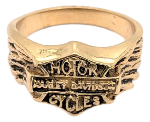 14k Yellow Gold Harley Davidson Mens Ring - Size 11.75