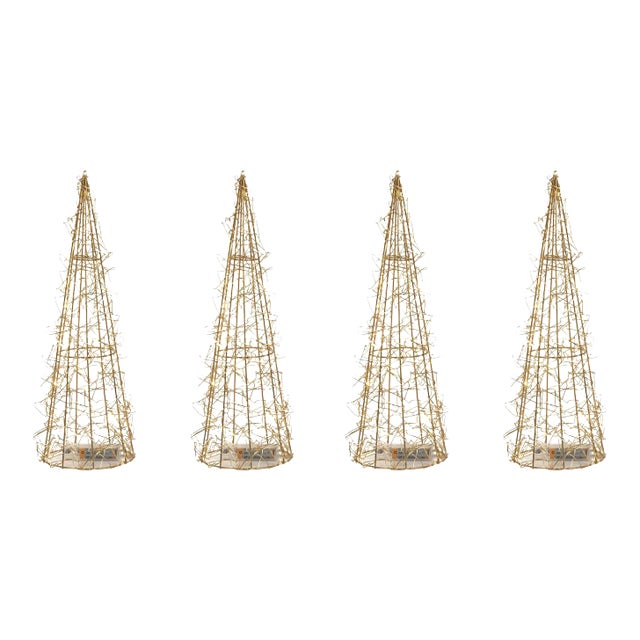 16" Holiday Wire LED Trees, Set of 4 For Sale