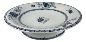 Low Blue Butterfly Compote Dish on Pedestal by Minton & Co., 1876
