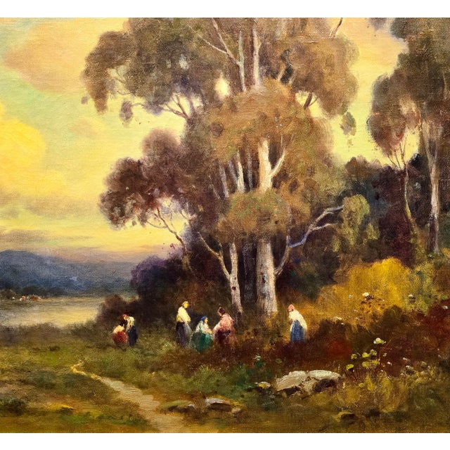 1920s Alexis Matthew Podchernikoff "Picnic by the Pond" Santa Barbara Sunset - Monumental 1920s Oil Painting For Sale - Image 5 of 13