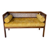 1950s Vintage Mid-Century Modern Cane Back Settee Bench For Sale