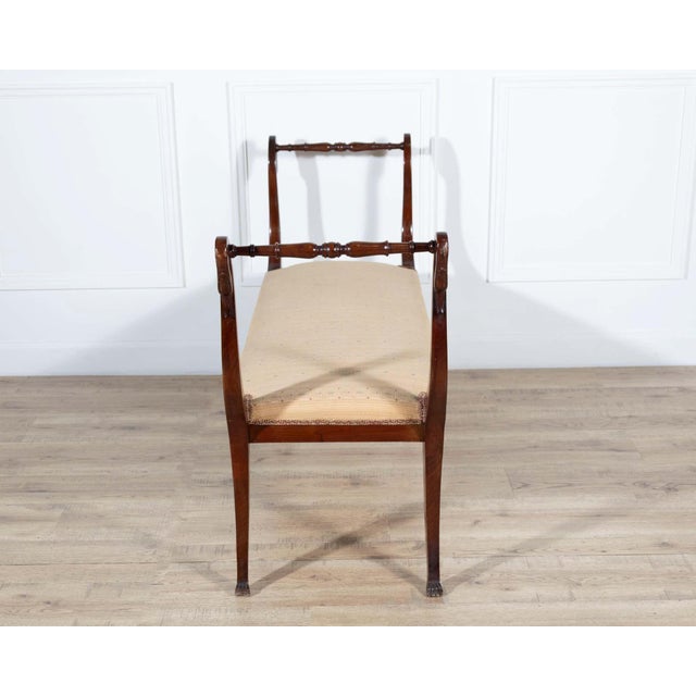 19th Century Neapolitan Empire Bench in Solid Mahogany with Swan Motifs For Sale - Image 4 of 9