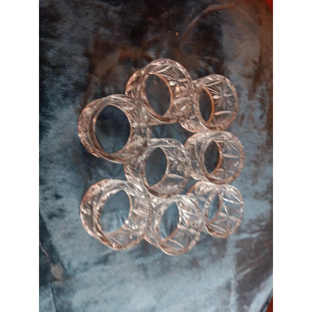 Set of 8 Vintage Crystal Clear Cut Essex Napkin Rings Chairish