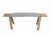 Rustic Em Long Bench W/French Ticking Upholstery For Sale - Image 10 of 10