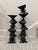 Monumental Signed Modernist/Brutalist Sculptural Candlesticks in Verdigris Patinated Bronze, 1970s, a Pair For Sale - Image 11 of 12