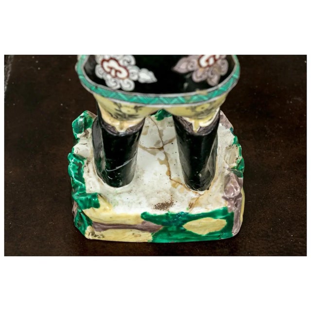 Black Antique Chinese Export Kangxi Famille Noir Porcelain Figure of an Attendant For Sale - Image 8 of 12