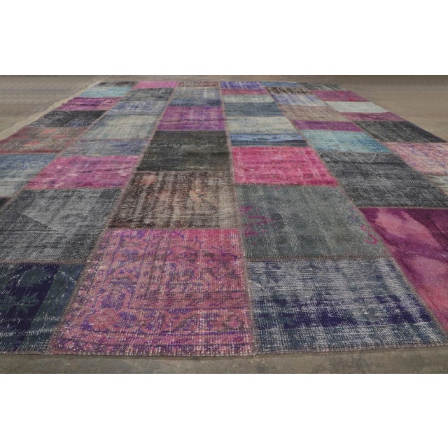 Purple Oversized Vintage Patchwork Rug, 11'00 X 16'03 For Sale - Image 8 of 10