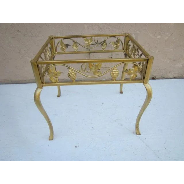 1980s Metal Side Table Gold New Paint Grape Leaf Design - No Glass Top For Sale - Image 13 of 13
