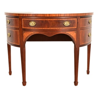 Baker Furniture Federal Inlaid Mahogany Demilune Sideboard Credenza For Sale